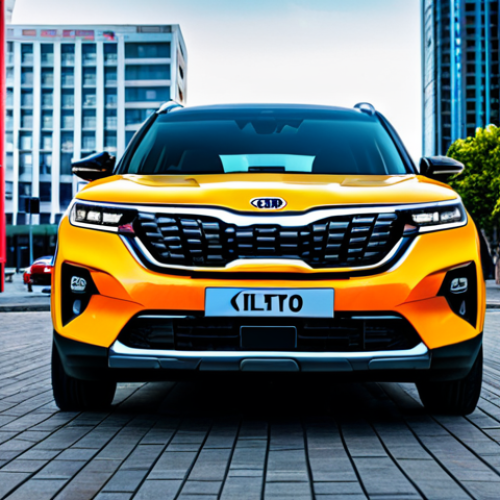 Home 27 **
"A sleek, updated Kia Seltos Facelift in a vibrant cityscape, showcasing its modern front grille and LED DRLs, fully clothed, appropriate content, safe for work, perfect anatomy, natural proportions, professional car photography, high quality, modest"
**