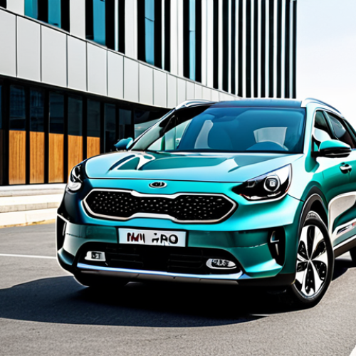 Home 26 **
A stylish, modern Kia Niro Hybrid, fully visible, parked in a clean, urban environment with other contemporary vehicles. The car is showcasing its sleek design. Day time. Safe for work. Appropriate content. Fully clothed. Professional. Perfect anatomy, correct proportions, natural pose, well-formed features, proper finger count.
**
