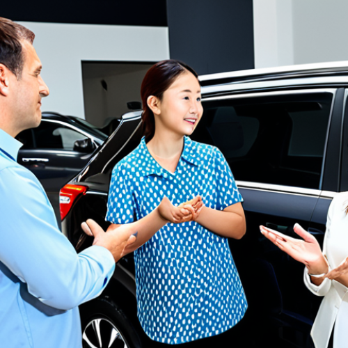 Home 12 **
A family looking at a Kia Sportage in a car dealership, fully clothed, appropriate attire, modest clothing. A professional sales representative is explaining the features. Bright, family-friendly setting, safe for work, perfect anatomy, natural proportions, proper finger count, well-formed hands.
**