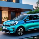 Home 20 기아 EV9의 배터리 충전시간 - A detailed and realistic scene of a modern Indian household at night featuring a Kia EV9 electric ve...