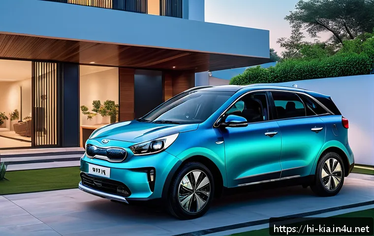 기아 EV9의 배터리 충전시간 - A detailed and realistic scene of a modern Indian household at night featuring a Kia EV9 electric ve...